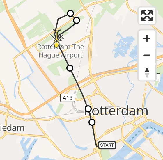 Vlucht Traumahelikopter PH-HVB van Erasmus MC naar Rotterdam The Hague Airport op zondag 13 oktober 2024 4:45