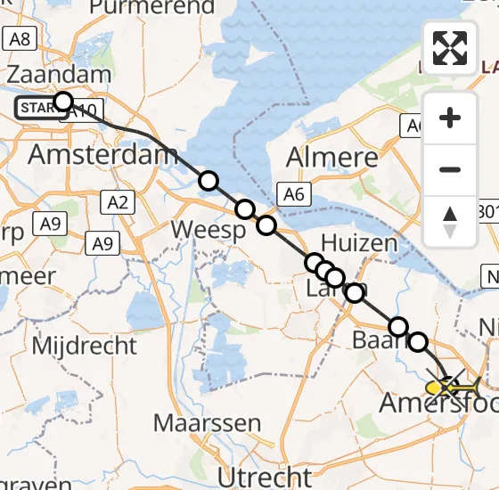 Vlucht Traumahelikopter PH-LLN van Amsterdam Heliport naar Amersfoort op zondag 13 oktober 2024 9:37