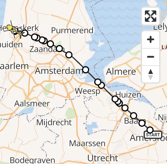 Vlucht Traumahelikopter PH-LLN van Amersfoort naar Heemskerk op zondag 13 oktober 2024 10:37