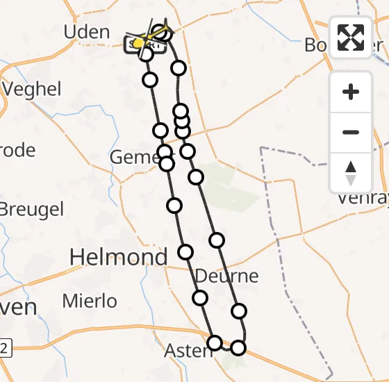 Vlucht Traumahelikopter PH-DOC van Vliegbasis Volkel naar Vliegbasis Volkel op zondag 13 oktober 2024 11:06