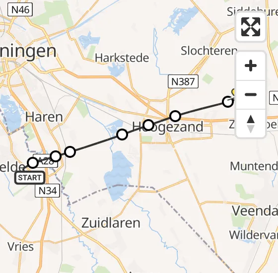 Vlucht Traumahelikopter PH-TTR van Groningen Airport Eelde naar Zuidbroek op zondag 13 oktober 2024 11:16