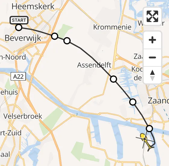 Vlucht Traumahelikopter PH-LLN van Heemskerk naar Amsterdam Heliport op zondag 13 oktober 2024 11:25