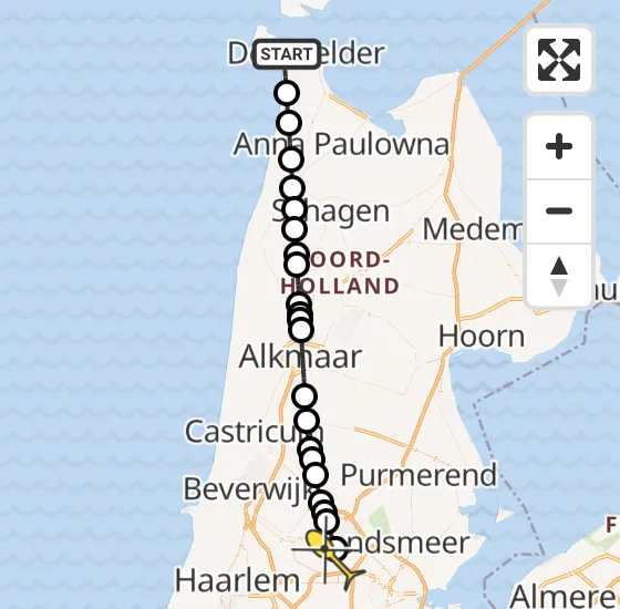 Vlucht Traumahelikopter PH-LLN van Den Helder naar Amsterdam Heliport op zondag 13 oktober 2024 12:24