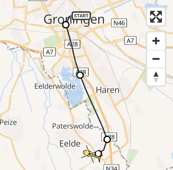 Vlucht Traumahelikopter PH-TTR van Universitair Medisch Centrum Groningen naar Groningen Airport Eelde op zondag 13 oktober 2024 12:54