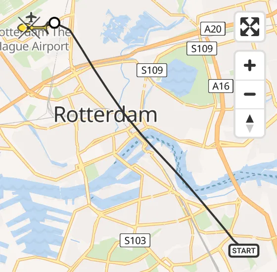 Vlucht Traumahelikopter PH-HVB van Rotterdam naar Rotterdam The Hague Airport op zondag 13 oktober 2024 16:10