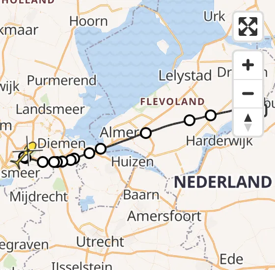 Vlucht Politiehelikopter PH-PXC van Biddinghuizen naar Schiphol op zondag 13 oktober 2024 17:13