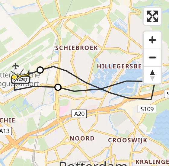 Vlucht Traumahelikopter PH-HVB van Rotterdam The Hague Airport naar Rotterdam The Hague Airport op zondag 13 oktober 2024 17:25