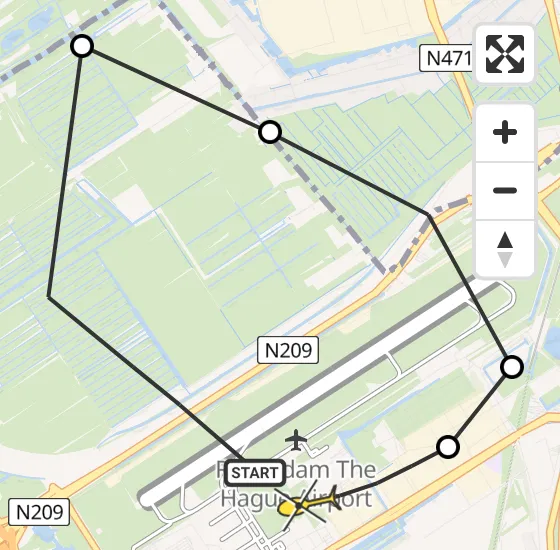 Vlucht Traumahelikopter PH-HVB van Rotterdam The Hague Airport naar Rotterdam The Hague Airport op zondag 13 oktober 2024 18:00