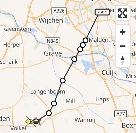 Vlucht Traumahelikopter PH-DOC van Radboud Universitair Medisch Centrum naar Vliegbasis Volkel op zondag 13 oktober 2024 20:14