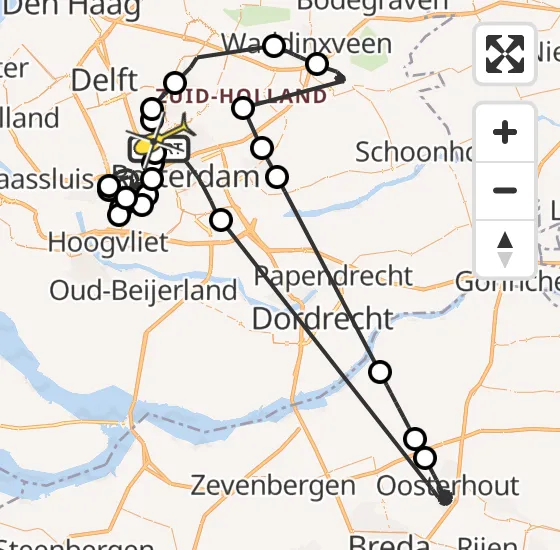 Vlucht Politiehelikopter PH-PXE van Rotterdam The Hague Airport naar Rotterdam The Hague Airport op zondag 13 oktober 2024 20:45