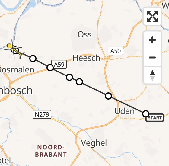 Vlucht Traumahelikopter PH-DOC van Vliegbasis Volkel naar 's-Hertogenbosch op zondag 13 oktober 2024 21:13