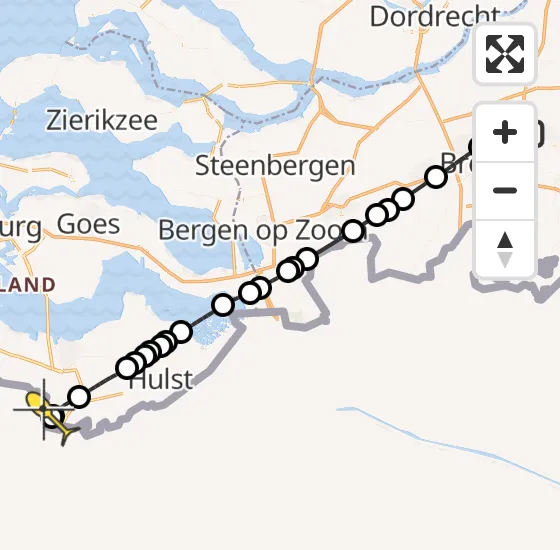 Vlucht Traumahelikopter PH-HVB van Oosterhout naar Sas van Gent op zondag 13 oktober 2024 22:26