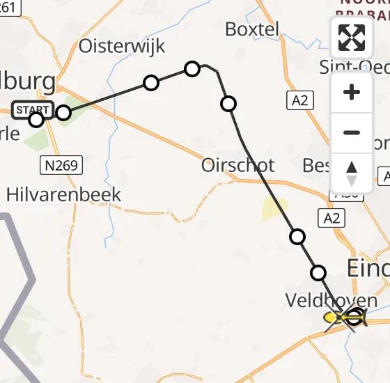 Vlucht Traumahelikopter PH-DOC van Tilburg naar Veldhoven op zondag 13 oktober 2024 22:38