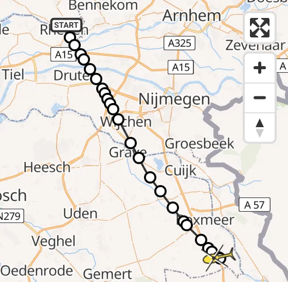 Vlucht Traumahelikopter PH-DOC van Rhenen naar Vierlingsbeek op zondag 13 oktober 2024 23:58