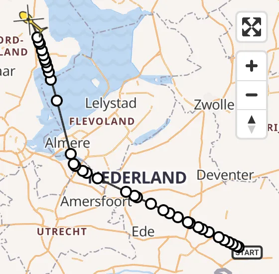 Vlucht Traumahelikopter PH-LLN van Doetinchem naar Middenmeer op maandag 14 oktober 2024 0:11