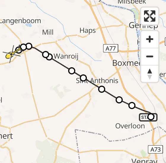 Vlucht Traumahelikopter PH-DOC van Overloon naar Volkel op maandag 14 oktober 2024 0:34