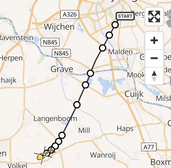 Vlucht Traumahelikopter PH-DOC van Radboud Universitair Medisch Centrum naar Vliegbasis Volkel op maandag 14 oktober 2024 1:13