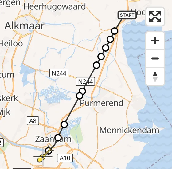 Vlucht Traumahelikopter PH-LLN van Berkhout naar Amsterdam Heliport op maandag 14 oktober 2024 1:53