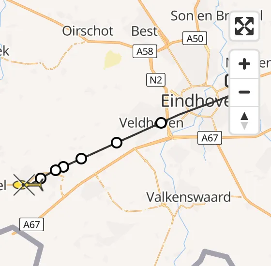 Vlucht Traumahelikopter PH-DOC van Nuenen naar Bladel op maandag 14 oktober 2024 4:41