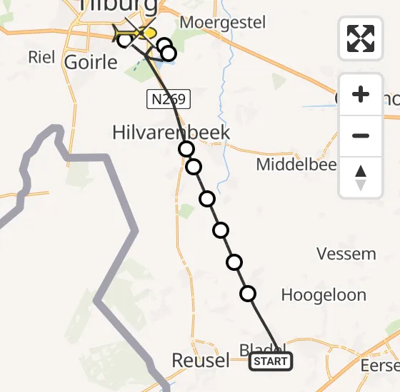 Vlucht Traumahelikopter PH-DOC van Bladel naar Tilburg op maandag 14 oktober 2024 5:15