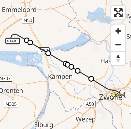 Vlucht Traumahelikopter PH-LLN van Nagele naar Zwolle op maandag 14 oktober 2024 5:17