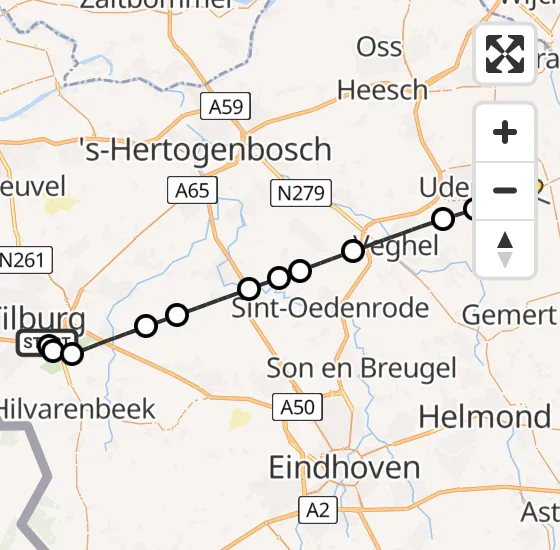 Vlucht Traumahelikopter PH-DOC van Tilburg naar Vliegbasis Volkel op maandag 14 oktober 2024 5:41