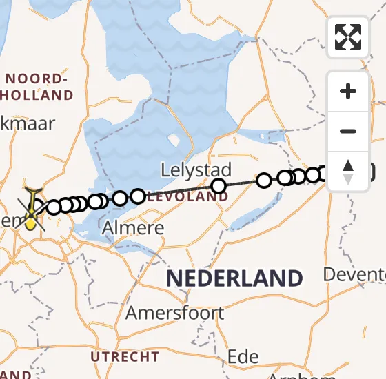 Vlucht Traumahelikopter PH-LLN van Zwolle naar Amsterdam Heliport op maandag 14 oktober 2024 5:48