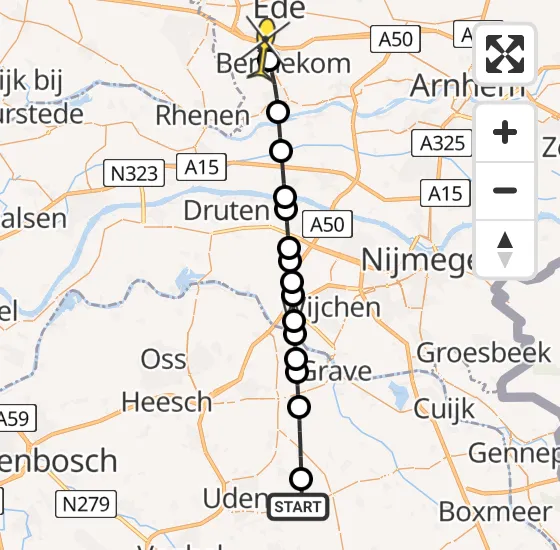 Vlucht Traumahelikopter PH-DOC van Vliegbasis Volkel naar Bennekom op maandag 14 oktober 2024 9:28