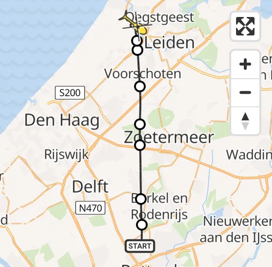 Vlucht Traumahelikopter PH-HVB van Rotterdam The Hague Airport naar Valkenburg op maandag 14 oktober 2024 10:24