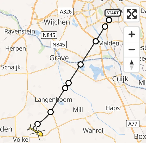 Vlucht Traumahelikopter PH-DOC van Radboud Universitair Medisch Centrum naar Vliegbasis Volkel op maandag 14 oktober 2024 10:33