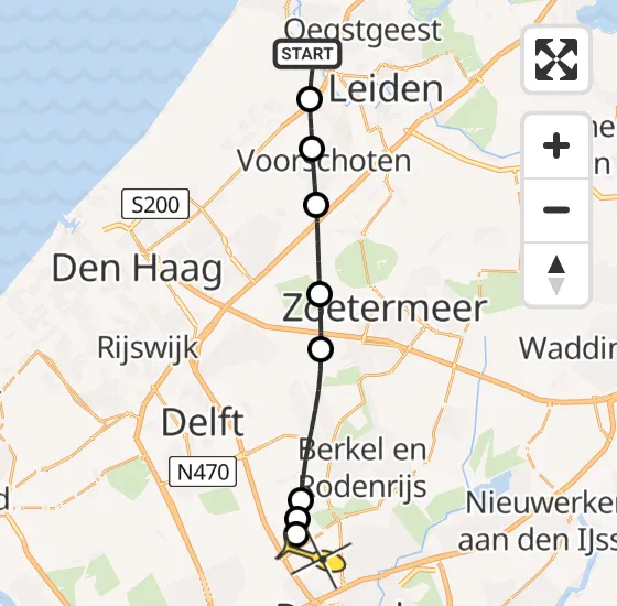 Vlucht Traumahelikopter PH-HVB van Valkenburg naar Rotterdam The Hague Airport op maandag 14 oktober 2024 10:49