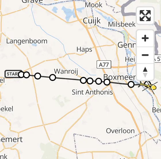 Vlucht Traumahelikopter PH-MAA van Vliegbasis Volkel naar Afferden op maandag 14 oktober 2024 12:06