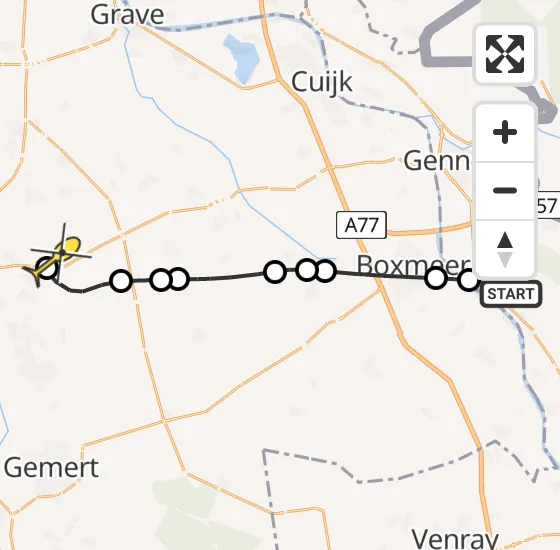 Vlucht Traumahelikopter PH-MAA van Afferden naar Vliegbasis Volkel op maandag 14 oktober 2024 12:34