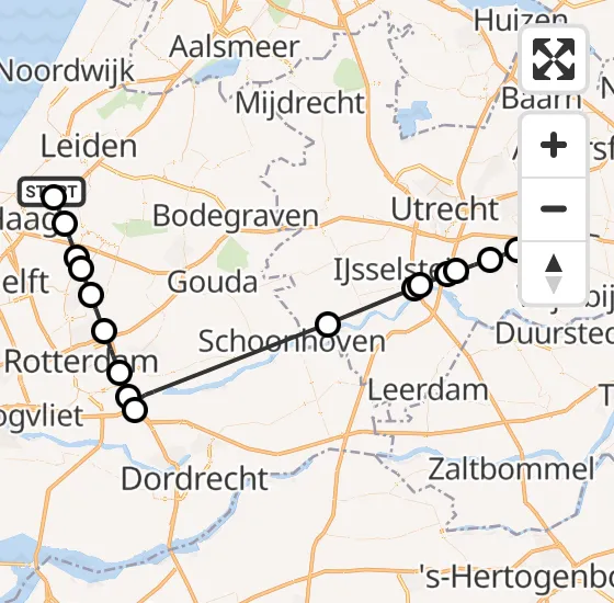 Vlucht Politiehelikopter PH-PXB van Voorschoten naar Driebergen-Rijsenburg op maandag 14 oktober 2024 12:57