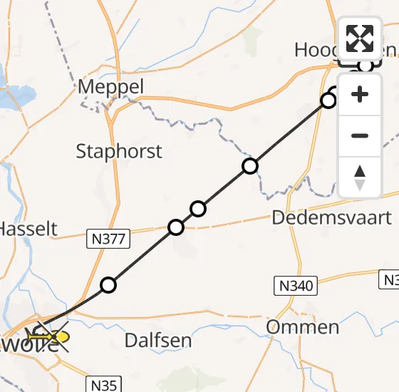 Vlucht Traumahelikopter PH-TTR van Hoogeveen naar Zwolle op maandag 14 oktober 2024 13:03