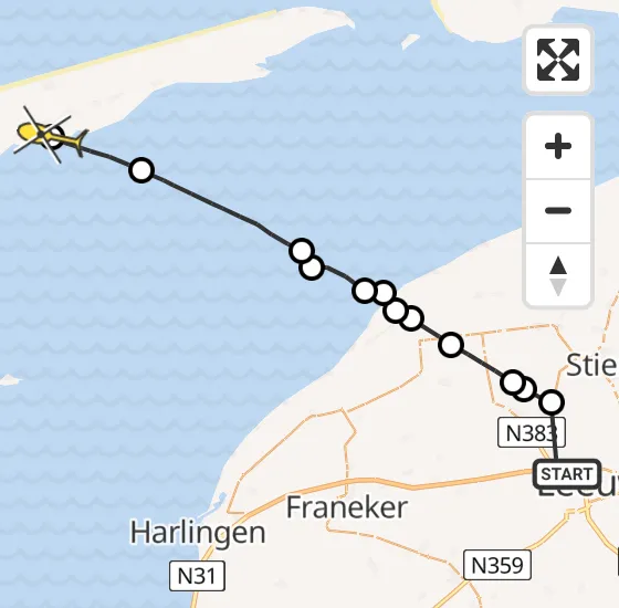 Vlucht Ambulancehelikopter PH-OOP van Marsum naar Striep op maandag 14 oktober 2024 14:54