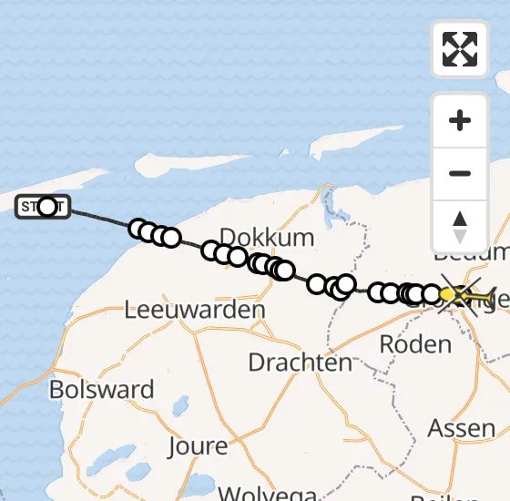 Vlucht Ambulancehelikopter PH-OOP van Formerum naar Universitair Medisch Centrum Groningen op maandag 14 oktober 2024 15:17