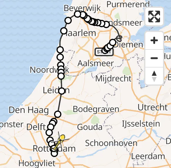 Vlucht Politiehelikopter PH-PXC van Schiphol naar Rotterdam op maandag 14 oktober 2024 15:50