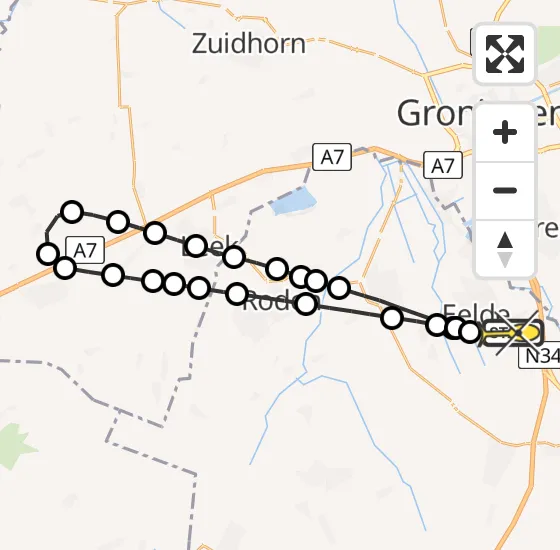 Vlucht Traumahelikopter PH-TTR van Groningen Airport Eelde naar Groningen Airport Eelde op maandag 14 oktober 2024 16:32