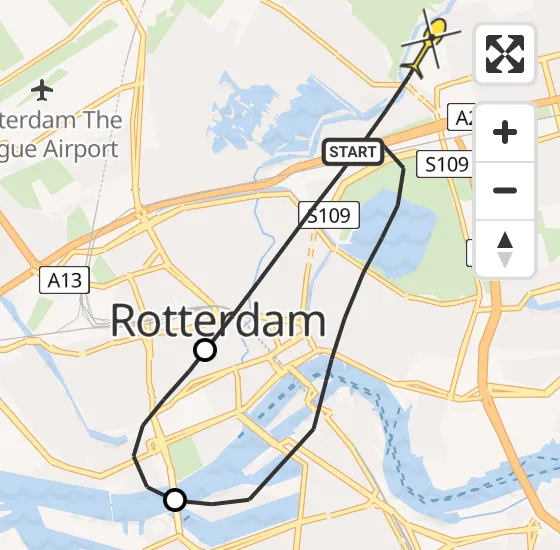 Vlucht Politiehelikopter PH-PXC van Rotterdam naar Rotterdam op maandag 14 oktober 2024 16:35