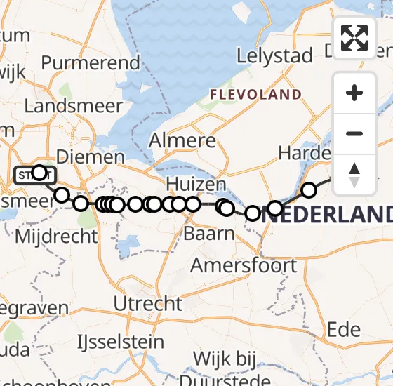 Vlucht Politiehelikopter PH-PXX van Schiphol naar Ermelo op maandag 14 oktober 2024 19:35