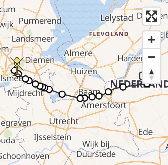 Vlucht Politiehelikopter PH-PXX van Ermelo naar Schiphol op maandag 14 oktober 2024 20:55