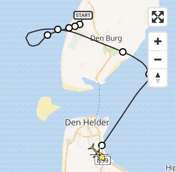 Vlucht Kustwachthelikopter PH-SAR van De Koog naar Vliegveld De Kooy op maandag 14 oktober 2024 21:37