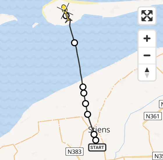 Vlucht Ambulancehelikopter PH-OOP van Vliegbasis Leeuwarden naar Ameland Airport Ballum op maandag 14 oktober 2024 21:39