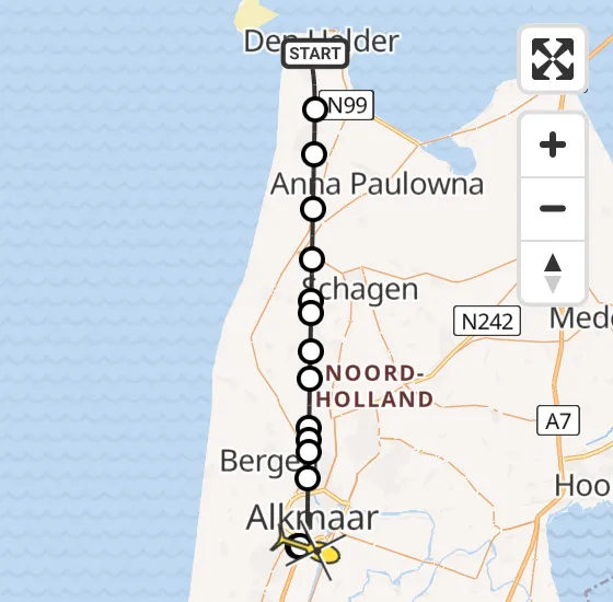 Vlucht Traumahelikopter PH-LLN van Den Helder naar Alkmaar op dinsdag 15 oktober 2024 0:34