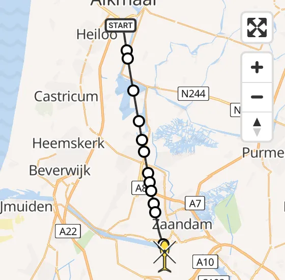 Vlucht Traumahelikopter PH-LLN van Alkmaar naar Amsterdam Heliport op dinsdag 15 oktober 2024 1:14