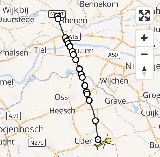 Vlucht Traumahelikopter PH-MAA van Elst naar Vliegbasis Volkel op dinsdag 15 oktober 2024 9:30