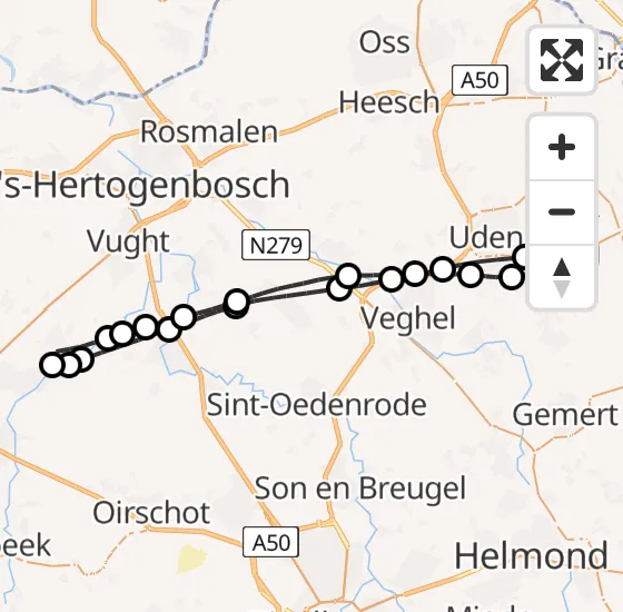 Vlucht Traumahelikopter PH-MAA van Vliegbasis Volkel naar Vliegbasis Volkel op dinsdag 15 oktober 2024 10:12