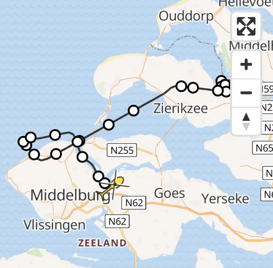 Vlucht Kustwachthelikopter PH-NCG van Bruinisse naar Vliegveld Midden-Zeeland op dinsdag 15 oktober 2024 10:46