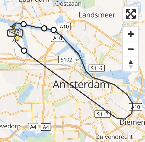 Vlucht Traumahelikopter PH-LLN van Amsterdam Heliport naar Amsterdam Heliport op dinsdag 15 oktober 2024 10:55